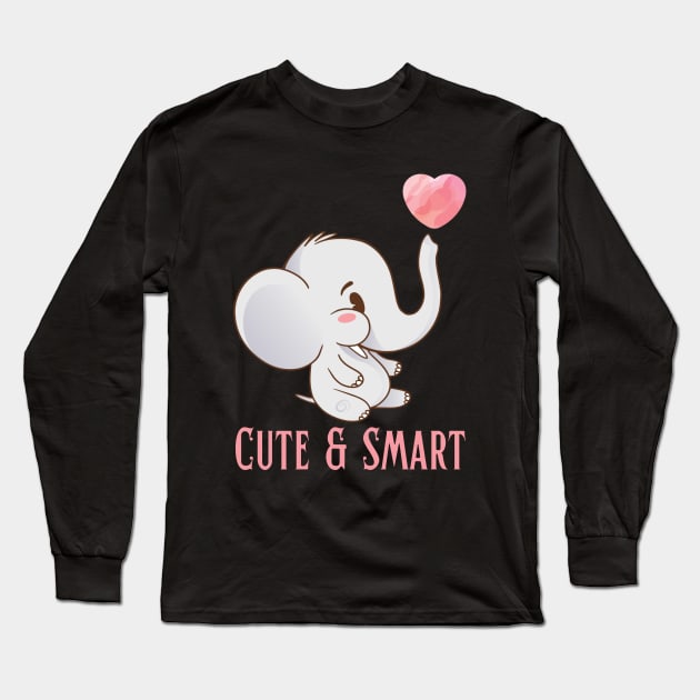 Cute and Smart Cookie Sweet little elephant heart cute bright kids and animals Long Sleeve T-Shirt by BoogieCreates